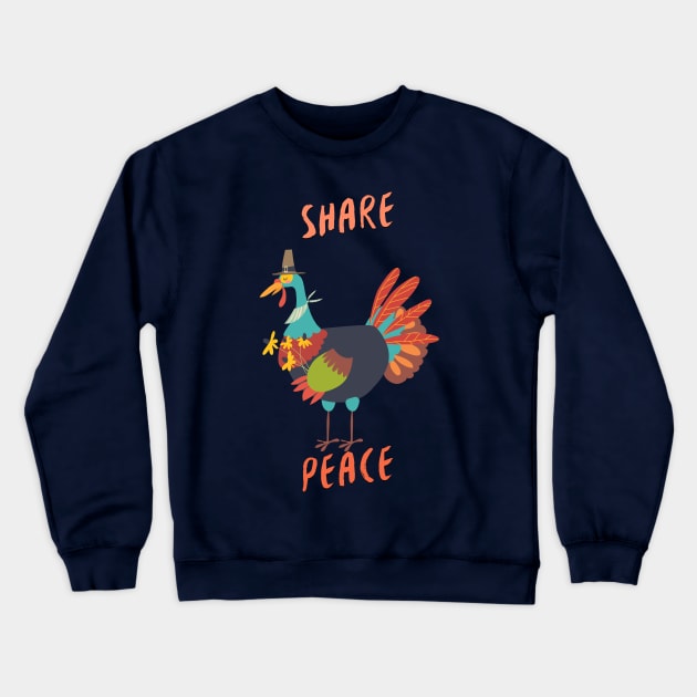 Share Peace (Thanksgiving Turkey) Crewneck Sweatshirt by PersianFMts